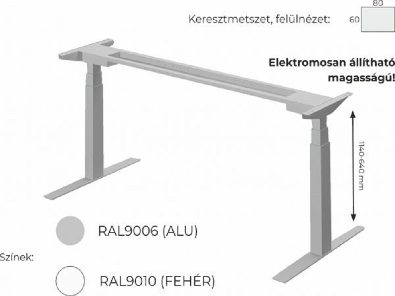 Elektromosan állítható íves íróasztal FL10 fémlábbal, IZ-FL10